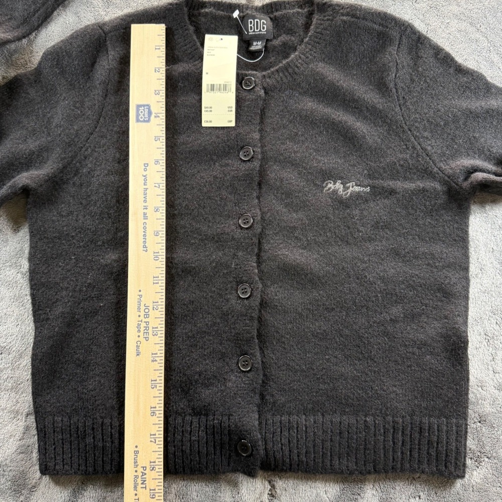 Urban Outfitters BDG Black Fuzzy Button Front Cardigan Sweater Medium - Picture 8 of 8